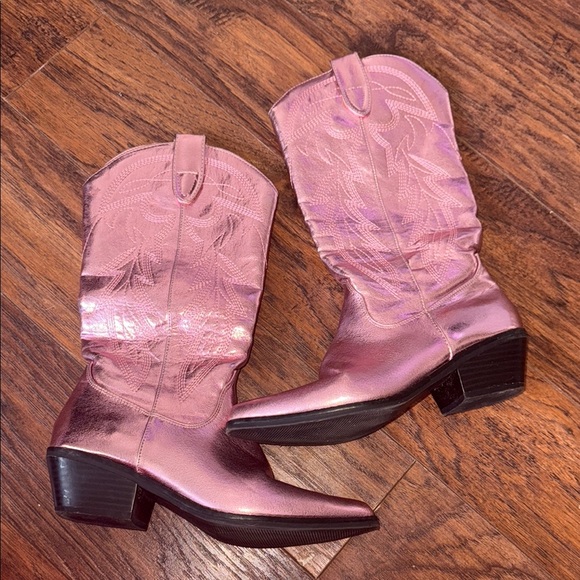 Madden Girl Pink Floral Heeled Boots with Design - Picture 7 of 12